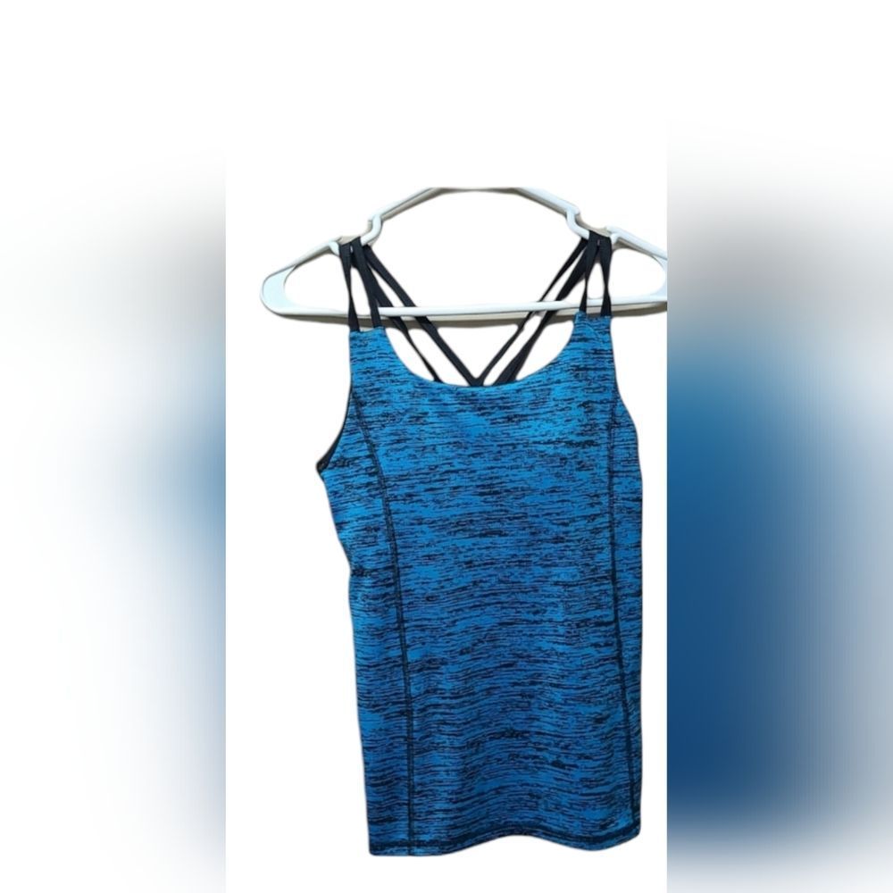 C9 Champion blue black Duodry criss cross back tank top built in bra small